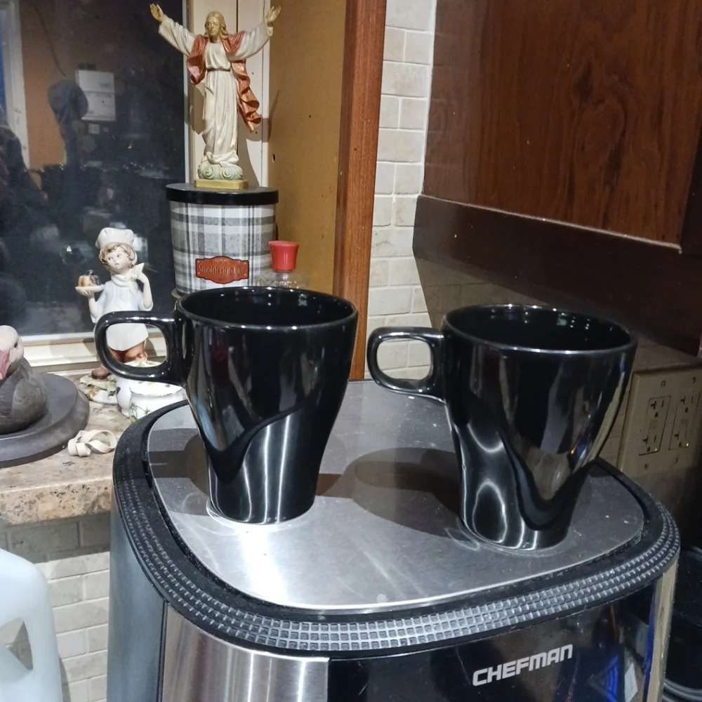 Lot -2 IKEA Fargrit Stacking Coffee Tea Mug Black 4